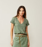 BLUSA ELBA MC - VERDE MILITAR