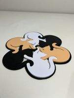 Impressão 3D - Kit Porta-Copo Gatinhos - PLA na Cor Bege, Branco e Preto