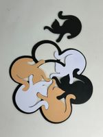 Impressão 3D - Kit Porta-Copo Gatinhos - PLA na Cor Bege, Branco e Preto