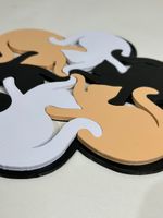 Impressão 3D - Kit Porta-Copo Gatinhos - PLA na Cor Bege, Branco e Preto
