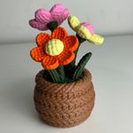 Impressão 3D - Flores Crochê - PLA nas Cores Rosa, Amarelo, Verde e Marrom