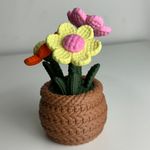 Impressão 3D - Flores Crochê - PLA nas Cores Rosa, Amarelo, Verde e Marrom