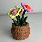 Impressão 3D - Flores Crochê - PLA nas Cores Rosa, Amarelo, Verde e Marrom