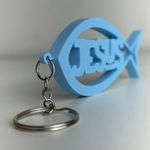 Impressão 3D - Chaveiro Jesus Peixe - PLA na Cor Azul Oceano