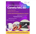 KIT - Caneta 3D Azul + 100 Metros de Filamentos + Caderno de Impressão 3D
