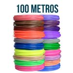 KIT - Caneta 3D Azul + 100 Metros de Filamentos + Caderno de Impressão 3D
