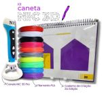 KIT - Caneta 3D PRO + 100 Metros de Filamentos + Caderno 2° Edição - Garantia de 6 meses