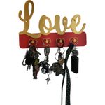 Impressão 3D - Porta-Chaves Love - PLA nas Cores Vermelho e Dourado