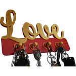 Impressão 3D - Porta-Chaves Love - PLA nas Cores Vermelho e Dourado