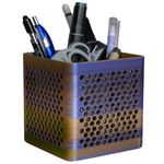 Impressão 3D - Porta-Lápis Furinhos - PLA nas Cores Azul, Dourado e Roxo