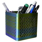 Impressão 3D - Porta-Lápis Furinhos - PLA nas Cores Azul, Dourado e Roxo