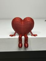 Impressão 3D - Coração com perninhas - PLA vermelho glitter