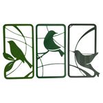 Impressão 3D - Trio de Quadros de Pássaros -  PLA na Cor Verde Claro, Verde e Verde Escuro