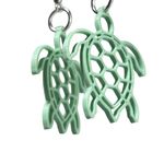 Impressão 3D - Par de Brincos Tartaruga- PLA na Cor Verde Claro