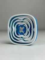 Impressão 3D - Fidget Orbital Quadrado - PLA nas cores azul e branco