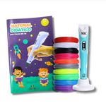 KIT - Caneta 3D Azul + 100 Metros de Filamentos + Caderno de Impressão 3D