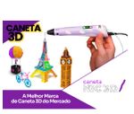 KIT - Caneta 3D Azul + 100 Metros de Filamentos + Caderno de Impressão 3D