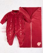 Saída Maternidade Menina Plush Bordado Joaninhas