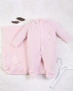 Saída Maternidade Menina Plush Bordado Gatinhas