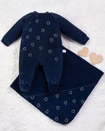 Saída Maternidade Menina Plush Bordado Corações