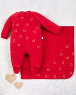 Saída Maternidade Menina Plush Bordado Corações