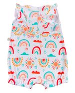 Macacão Curto Bebê Suedine Estampado Sol e Arco Íris