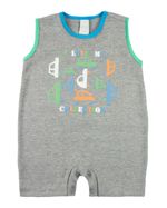 Macacão Bebê Menino Verão Suedine Manga Cavada Silk Screen Carrinhos