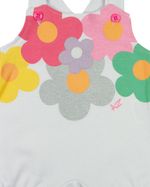 Macacão Bebê Menina Banho de Sol Suedine Sem Manga Silk Screen Flores