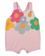 Macacão Bebê Menina Banho de Sol Suedine Sem Manga Silk Screen Flores