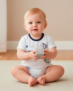 Macacão Bebê Menino Curto Suedine Algodão Silk Tartaruga