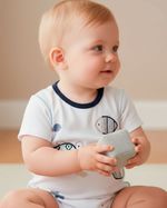 Macacão Bebê Menino Curto Suedine Algodão Silk Tartaruga