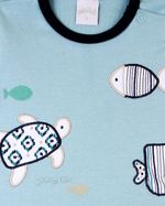 Macacão Bebê Menino Curto Suedine Algodão Silk Tartaruga