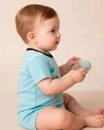 Macacão Bebê Menino Curto Suedine Algodão Silk Tartaruga