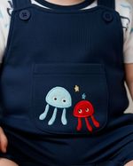 Macacão Salopete Bebê Menino Curto Suedine Algodão Polvos