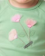 Macacão Bebê Menina Curto Suedine Algodão Liso Flores Aplicadas