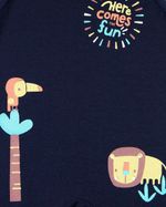 Macacão Bebê Menino Verão Sem Mangas Cotton Silk Screen Leão e Tucano