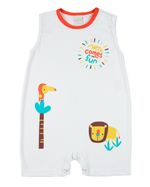 Macacão Bebê Menino Verão Sem Mangas Cotton Silk Screen Leão e Tucano