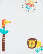 Macacão Bebê Menino Verão Sem Mangas Cotton Silk Screen Leão e Tucano