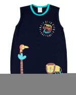Macacão Bebê Menino Verão Sem Mangas Cotton Silk Screen Leão e Tucano