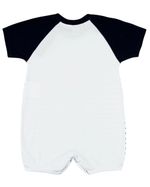 Macacão Bebê Menino Verão Manga Curta Silk Screen Listrado e Aplicação Bordada Carangueijo