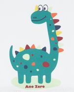 Macacão Bebê Menino Verão Manga Curta Silk Screen Dinossauro com Aplicação nas Pernas