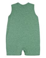 Macacão Bebê Menino Verão Sem Mangas Malha Sand Color Silk Screen Ursinho