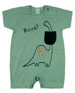 Macacão Bebê Menino Verão Manga Curta Sand Color Silk Screen Dinossauro