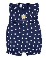 Macacão Bebê Menina Verão Sem Mangas Malha Sand Color Estampada Bolinhas Bordado Margarida