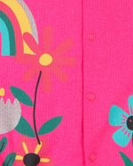 Macacão Bebê Menina Verão Sem Manga Malha Canelada Silk Screen Flores