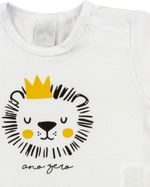 Macacão Bebê Cotton e Malha Listrada Fleece Leão