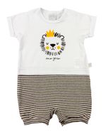 Macacão Bebê Cotton e Malha Listrada Fleece Leão