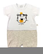 Macacão Bebê Cotton e Malha Listrada Fleece Tigre