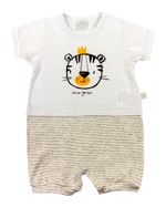 Macacão Bebê Cotton e Malha Listrada Fleece Tigre