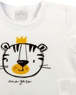 Macacão Bebê Cotton e Malha Listrada Fleece Tigre